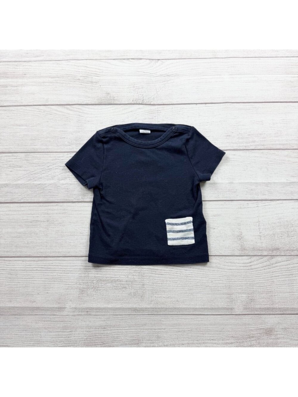 Petit Bateau Baby Navy T-Shirt Striped Pocket Detail 12-18 Months